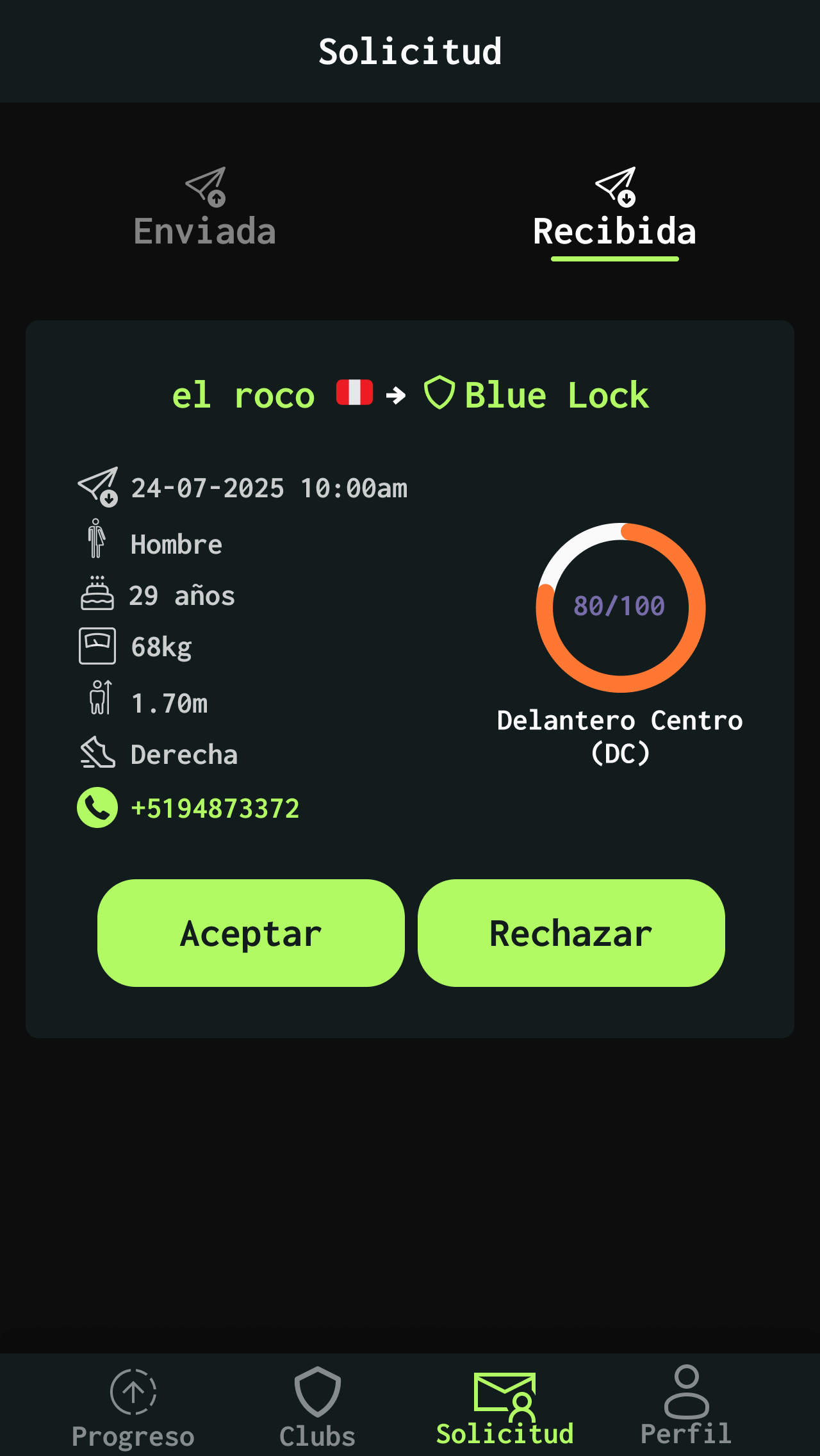 Adrenalina App - Solicitud de Inscripción Recibida